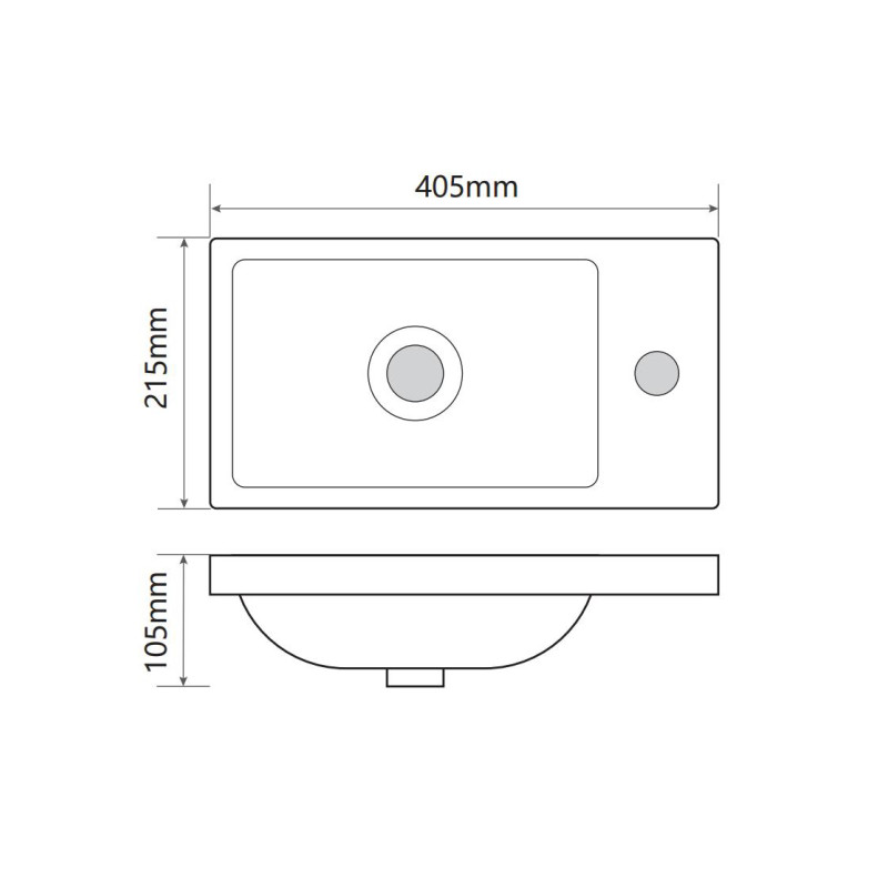 Раковина меблева Mixxus Premium QUADRO-1501 400х215х105mm з отвором під змішувач (MP6502)