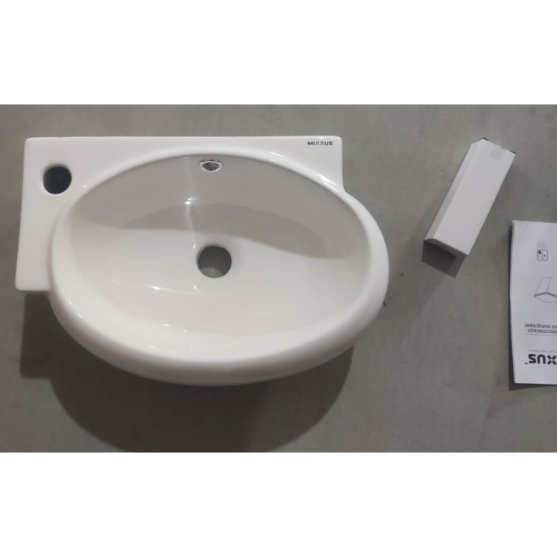 Раковина підвісна Mixxus Premium DIVERSE-1201-R 400х215х140mm з отвором під змішувач та переливом (