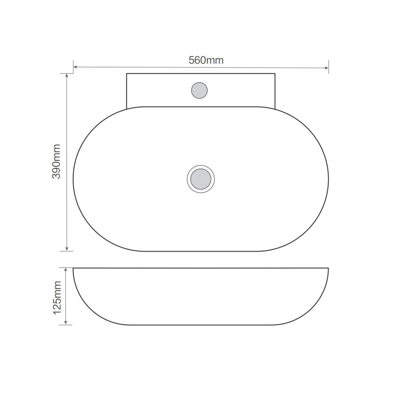 Раковина підвісна MIXXUS PREMIUM DIVERSE-0201 560х390х125mm з отвором під змішувач (MP6510)