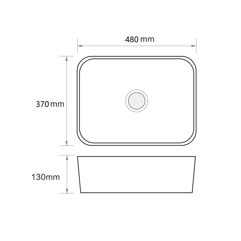 Раковина накладна Mixxus Premium QUADRO-0103 480х370х130mm (MP6514)