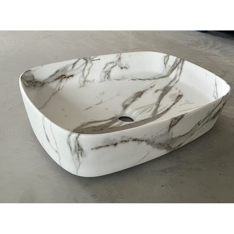 Раковина накладна Mixxus Premium BEVEL-0102 MARBLE 495х370х135mm (MP6519)