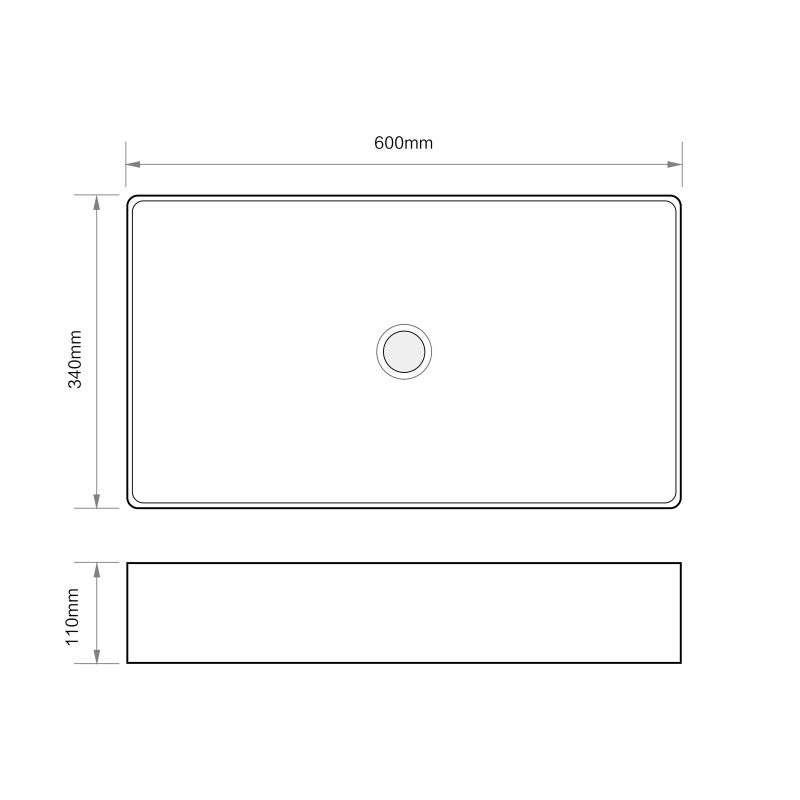 Раковина накладна Mixxus Premium QUADRO-0107 EDGE BLACK 600х340х110mm (MP6521)