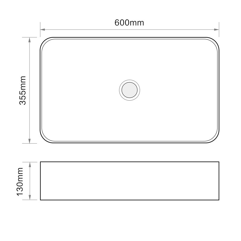 Раковина накладна Mixxus Premium QUADRO-0106 600х355х130mm (MP6523)