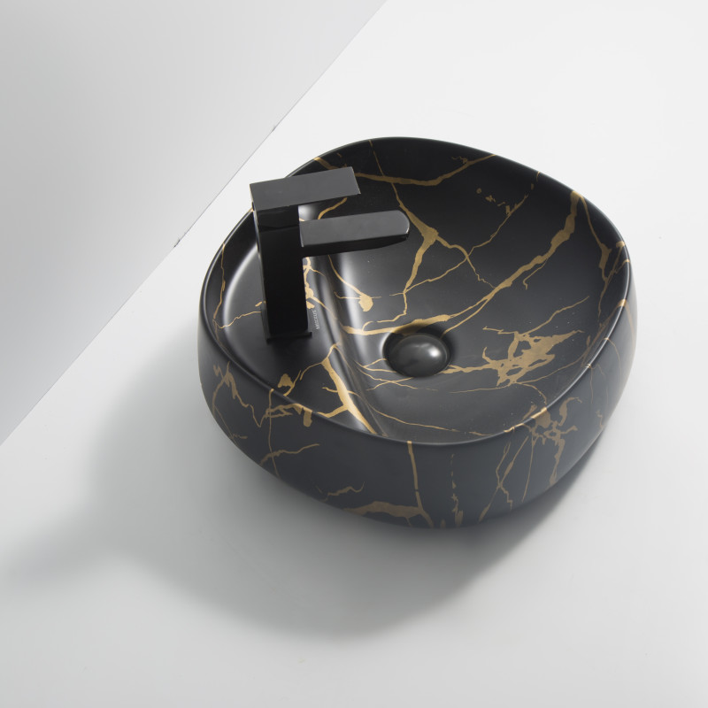Раковина накладна MIXXUS PREMIUM WAVE-0201 MARBLE 430х430х150mm з отвором під змішувач (MP6536)