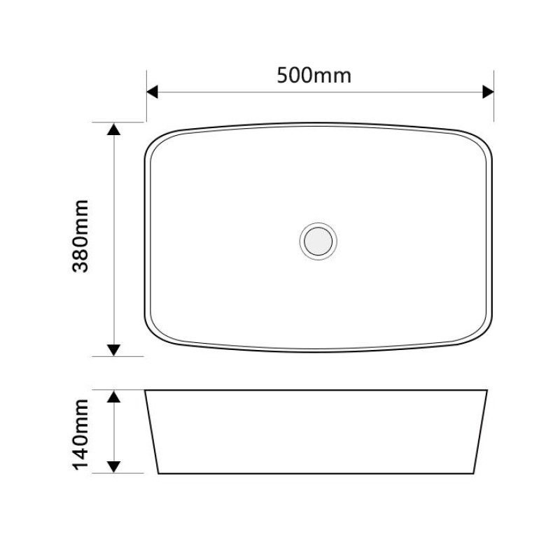 Раковина накладна Mixxus Premium DIVERSE-0109 EDGE BLACK 500х380х140mm (MP6549)