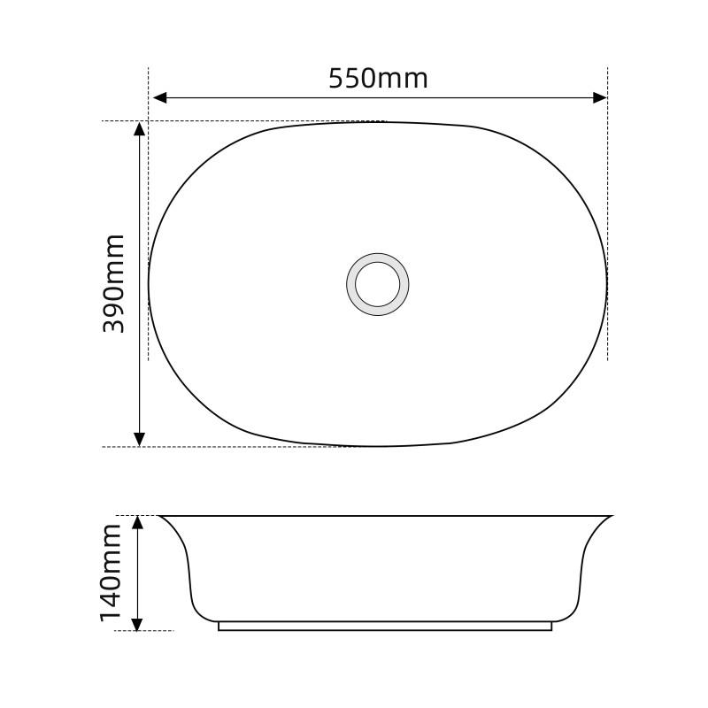 Раковина накладна Mixxus Premium ELLIPSE-0103 550х390х140mm (MP6553)