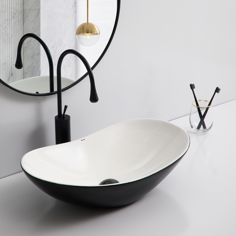 Раковина накладна Mixxus Premium WAVE-0105 WHITE-BLACK 620х360х160mm (MP6558)