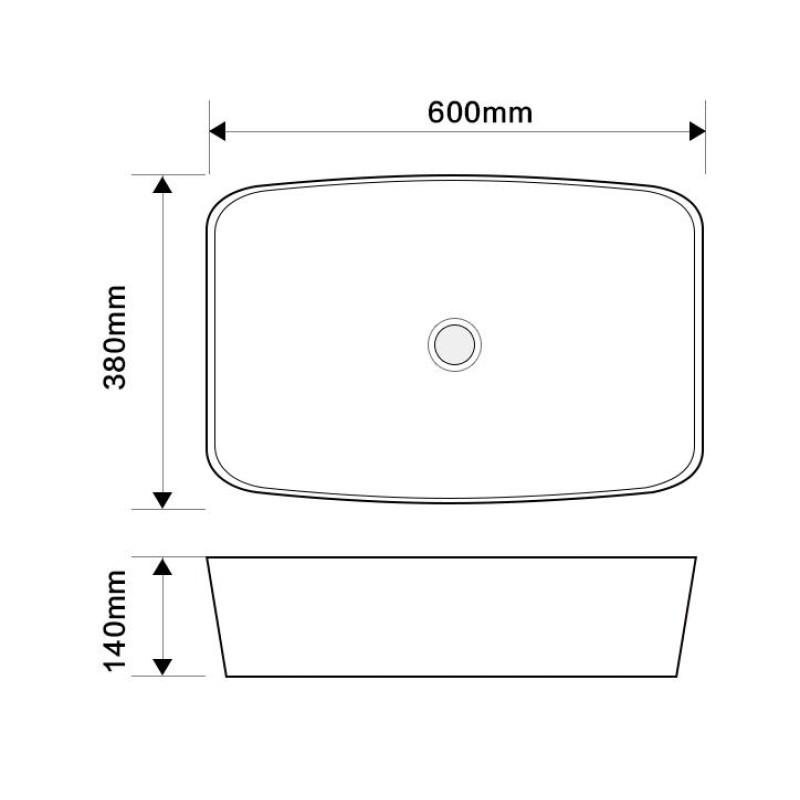 Раковина накладна Mixxus Premium DIVERSE-0111 EDGE BLACK 600х380х140mm (MP6562)