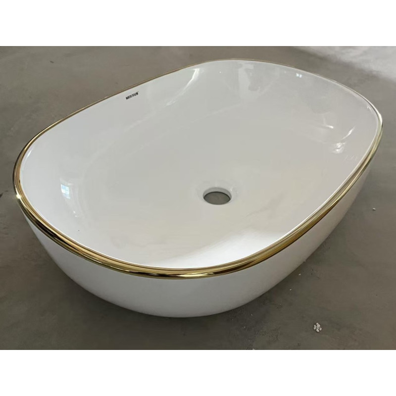 Раковина накладна Mixxus Premium ELLIPSE-0105 EDGE GOLD 600х400х150mm (MP6564)