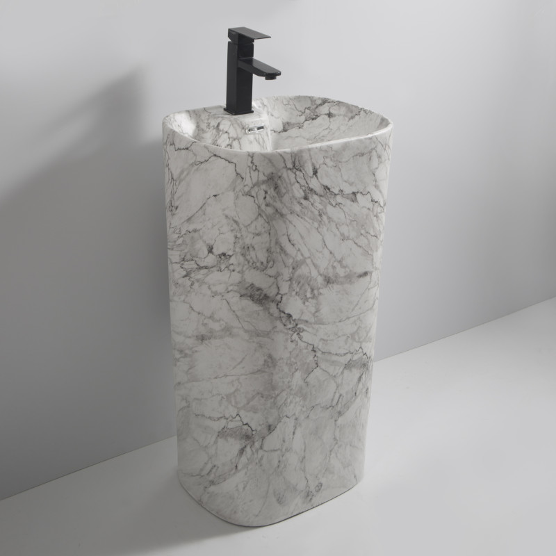 Раковина моноблок MIXXUS PREMIUM DIVERSE-1101 MARBLE 460х380х840mm з отвором під змішувач та перели