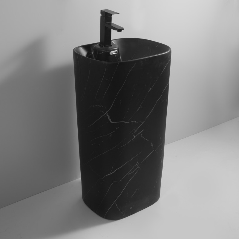 Раковина моноблок MIXXUS PREMIUM DIVERSE-1102 MARBLE 460х380х840mm з отвором під змішувач та перели