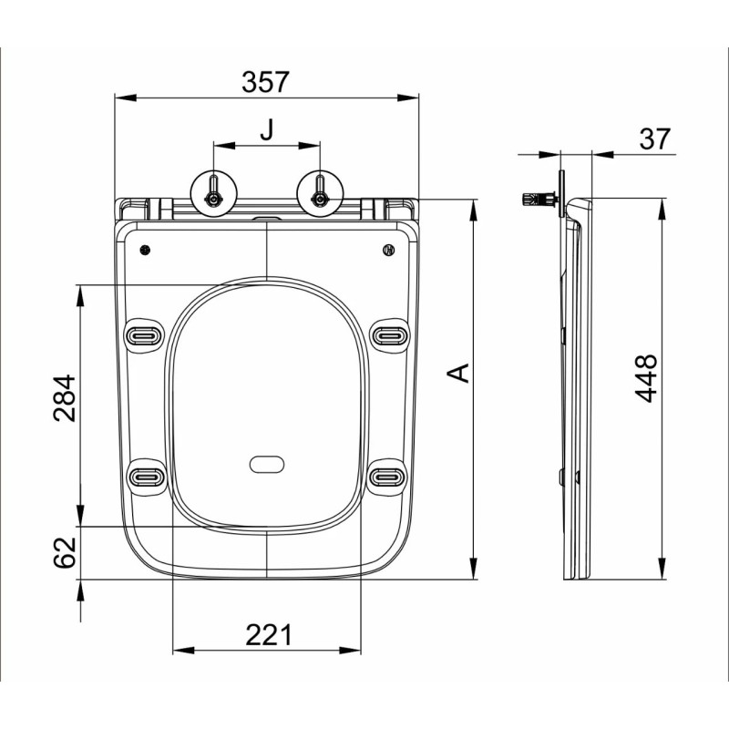 Сидіння-кришка для унітазу Mixxus Premium SEAT COVER QUADRO-DIVERSE-2001 BLACK з мікроліфтом 448х35