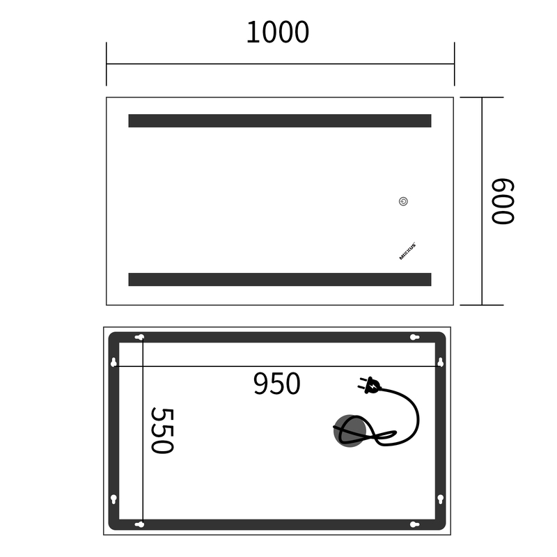 Дзеркало Mixxus Premium LINES MR17-100x60-Reverse з Led Touch, Anti-fog, димером, регулятором яскра