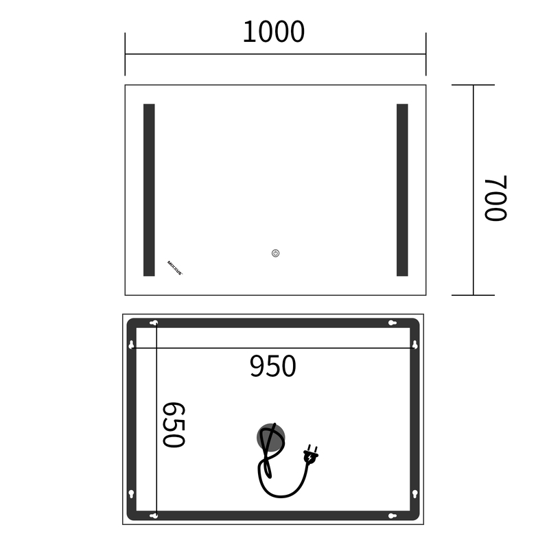Дзеркало Mixxus Premium LINES MR18-100x70-Reverse з Led Touch, Anti-fog, димером, регулятором яскра