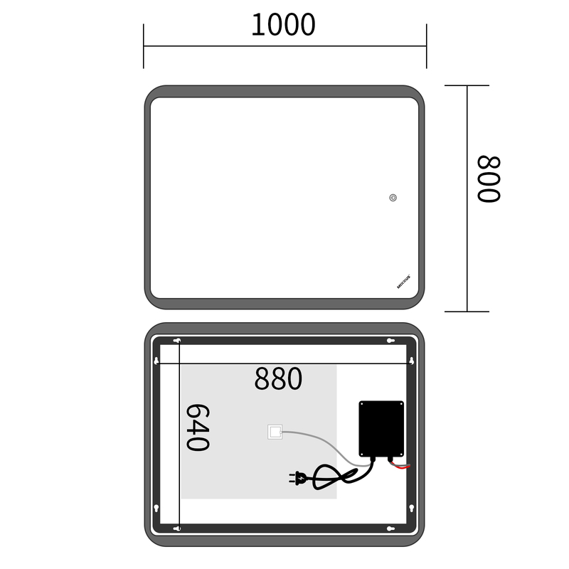 Дзеркало Mixxus Premium OLIVARY MR19-100x80-Reverse з Led Touch, Anti-fog, димером (3-6,5kK) (MP662