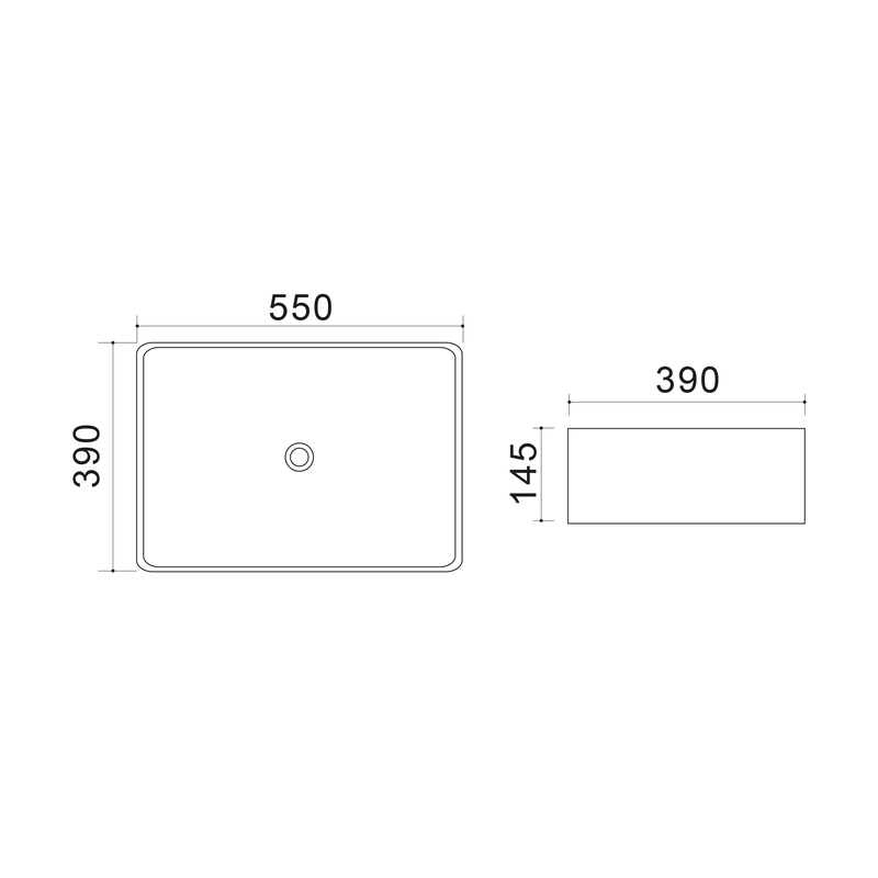 Раковина накладна Mixxus Premium QUADRO-0108 GRAY 550x390x145mm (MP6652)
