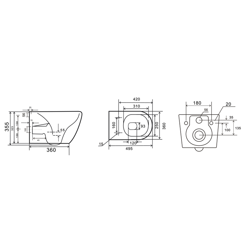 Унітаз підвісний Mixxus Premium ELLIPSE-0308-T3 GRAY 490x360x360mm система змиву TORNADO 3.0 (MP665