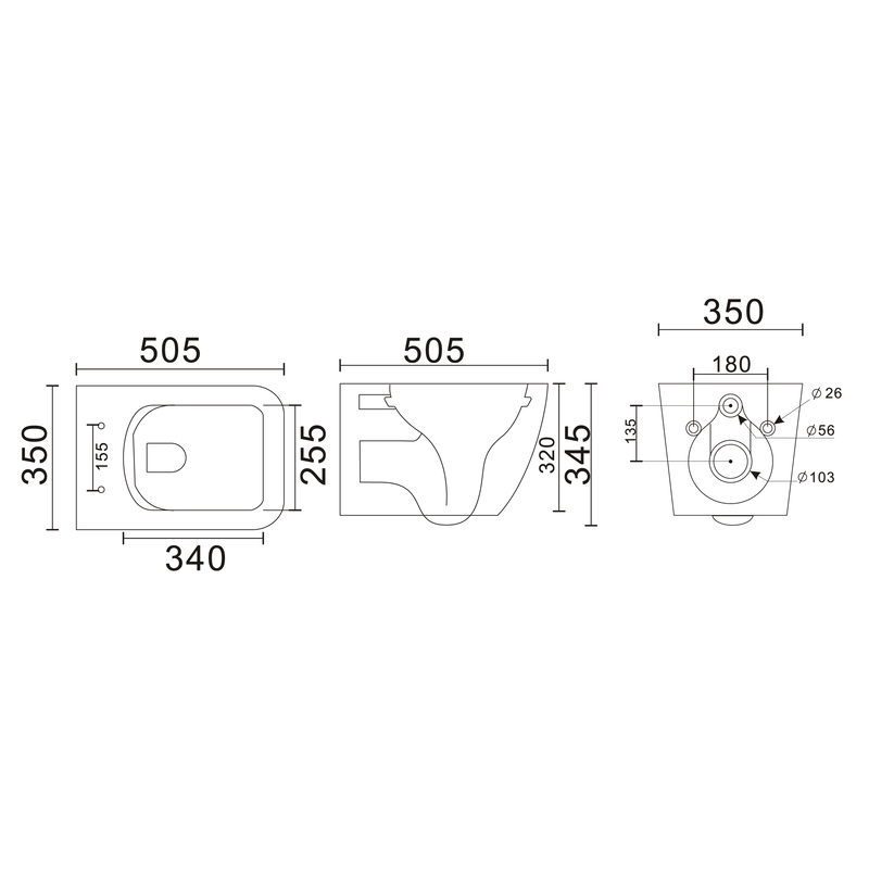 Унітаз підвісний Mixxus Premium QUADRO-0305-R GRAY 510x350x345mm система змиву RIMLESS (MP6656)