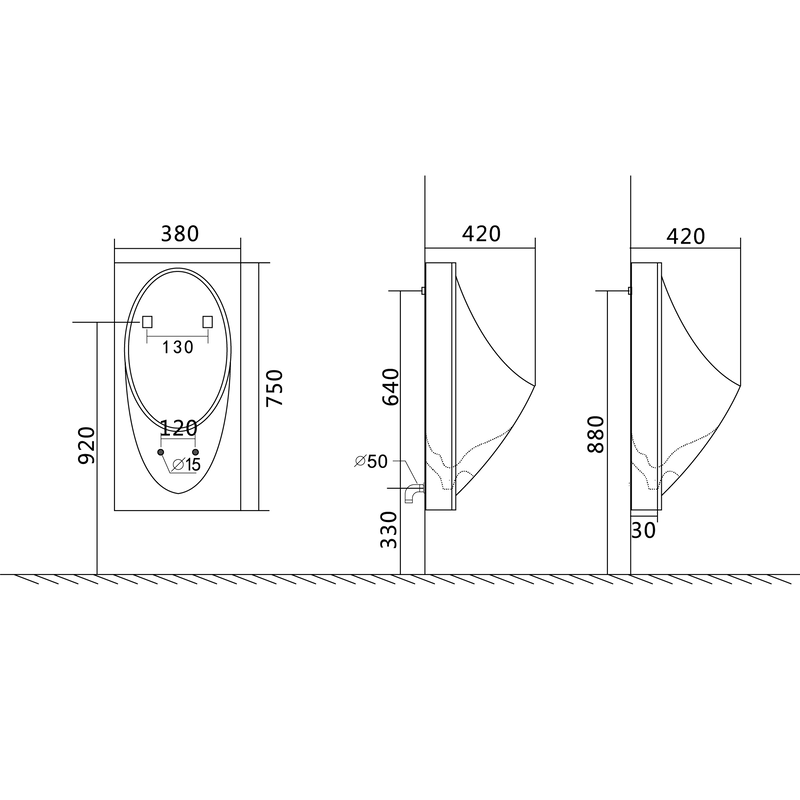 Пісуар підвісний Mixxus Premium BEVEL-1005 380x420x750mm з краном для пісуара (MP6664)