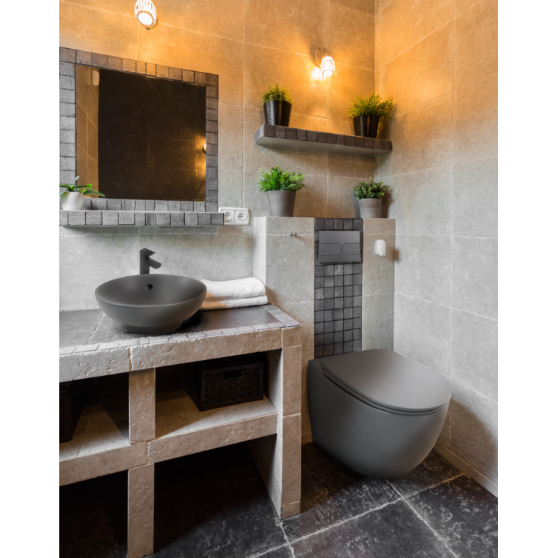 Комплект унітаз з інсталяцією для унітазу Mixxus Premium ELLIPSE-SET-2101 GRAY система змиву TORNAD