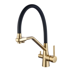 Змішувач для кухні Mixxus Premium Senna 021 Brushed Gold Refl.Black з виходом для питної води (MP6722)