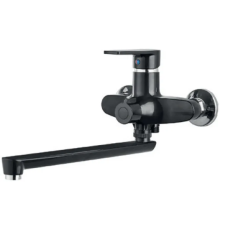 Змішувач для ванни PLAMIX OSCAR-006 EURO SET BLACK (зі шлангом, лійкою та кронштейном) (MX1896)