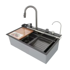 Мийка багатофункціональна Mixxus MH7546-SET-07 DECOR NANO-BLACK з вбудованим змішувачем (MX9578)