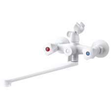 Змішувач для ванни PLAMIX OMEGA-140 EURO SET WHITE (со шлангом, лейкой и кронштейном) (MX9579)