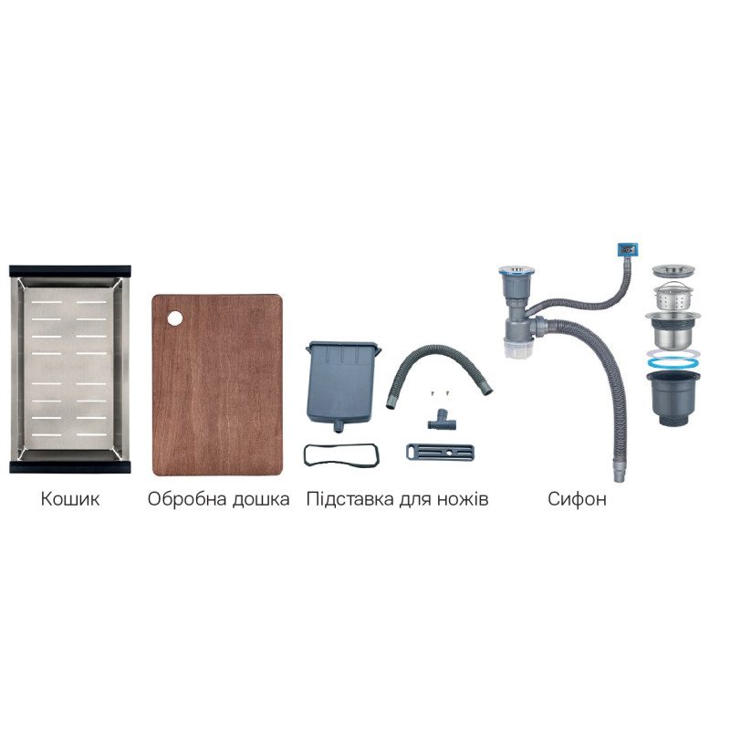 Мийка Mixxus Premium MH7545-SET-05 NANO-SILVER (3.0/0.8) комплект (нержавійка) (MX9634)