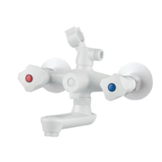 Змішувач для ванни PLAMIX OMEGA-142 EURO SET WHITE (зі шлангом, лійкою та кронштейном) (MX9699)