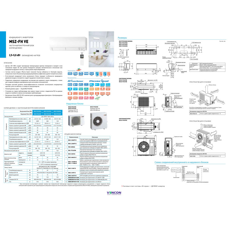 Mitsubishi Electric Кондиціонер спліт-система Deluxe Inverter MSZ-FH50VE/MUZ-FH50VEHZ