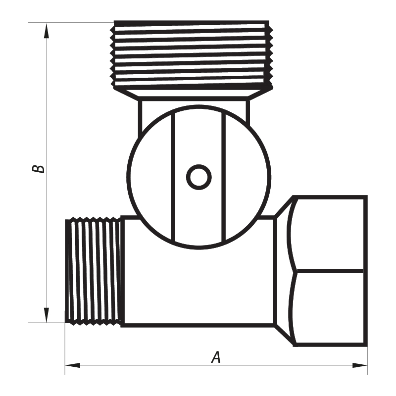 Кран для підключення сантехприборів 1/2Mx3/4Mx1/2F (NF.1110) Nolf (NF2971)