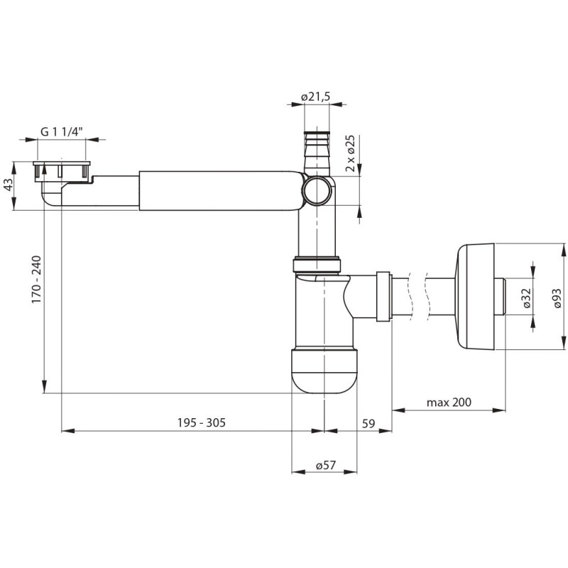 Deante Сифон Space-Saver Lux телескопічний, білий (NHC_633K)