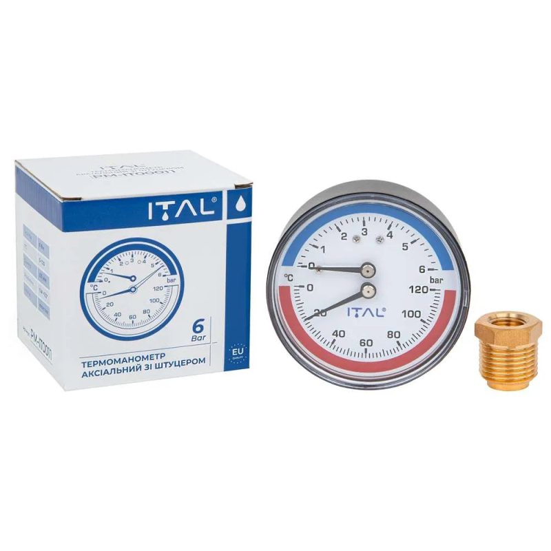 ITAL арматур. Термоманометр Ø63 фронтальний ITAL (6 бар, 120*С) 1/4