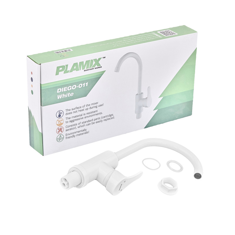 Змішувач для кухні Plamix Diego-011 White (без підведення) (PM0657)