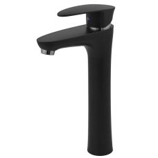 Змішувач для умивальника Plamix Cezar-001 HIGH SET Matte black (з підведенням) (PM0664)