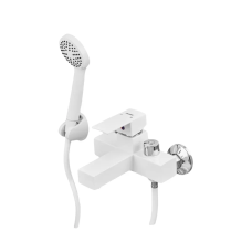 Змішувач для ванни Plamix Kubus-009 EURO SET White (з шлангом, лійкою та кронштейном) (PM0673)