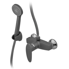 Змішувач для душової кабіни Plamix CEZAR-003 SET Graphite, зі шлангом, лійкою та кронштейном (PM068