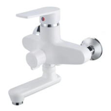 Змішувач для ванни PLAMIX OSCAR-008 EURO SET WHITE (зі шлангом, лійкою та кронштейном) (PM0698)