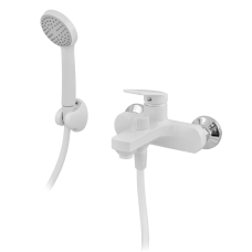 Змішувач для ванни Plamix Lucas-009 EURO SET White з шлангом, лійкою та кронштейном (PM0708)