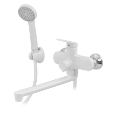 Змішувач для ванни Plamix Lucas-006 EURO SET White з шлангом, лійкою та кронштейном (PM0709)