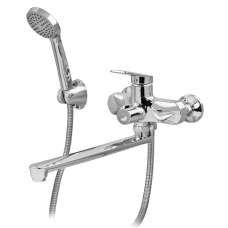 Змішувач для ванни Plamix Lucas-006 EURO SET Chrome (з шлангом, лійкою та кронштейном) (PM0710)