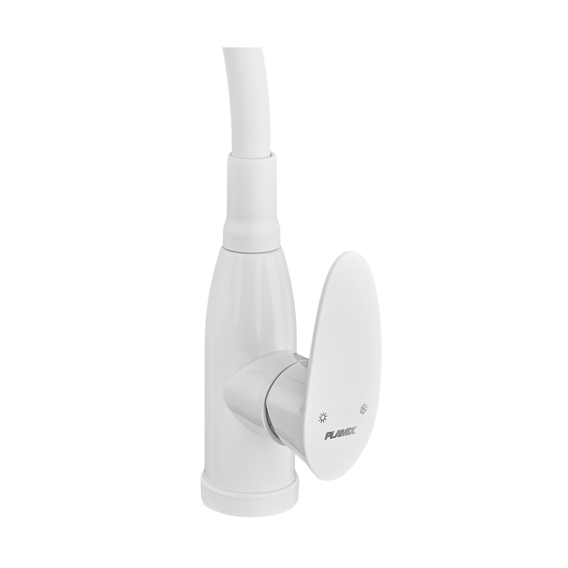 Змішувач для кухні PLAMIX CEZAR-011-B SET WHITE REFL.WHITE з силіконовим виливом, з підведенням (PM0718)