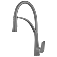 Змішувач для кухні Plamix Lucas-017 SET Graphite Refl.Grey з підведенням (Колір графіт+сил.вилив сірий) (PM0723)
