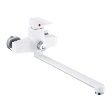 Змішувач для ванни Plamix Kubus-006 Euro Set White (з шлангом, лійкою та кронштейном) (PM0738)