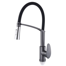 Змішувач для кухні Plamix Cezar-017 Set Graphite Refl.Black з силік.вилив (з підведенням) (PM0742)