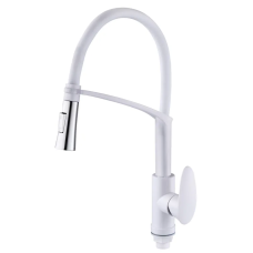 Змішувач для кухні Plamix Cezar-017 Set White Refl.White з силік.виливом (з підведенням) (PM0743)