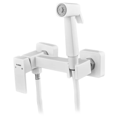 Змішувач для гігієнічного душу Plamix Kubus-222 SET White (з шлангом та лійкою) (PM0744)