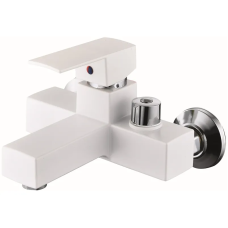 Змішувач для ванни Plamix Kubus-009 Euro Set White (з шлангом, лійкою та кронштейном) (PM0752)