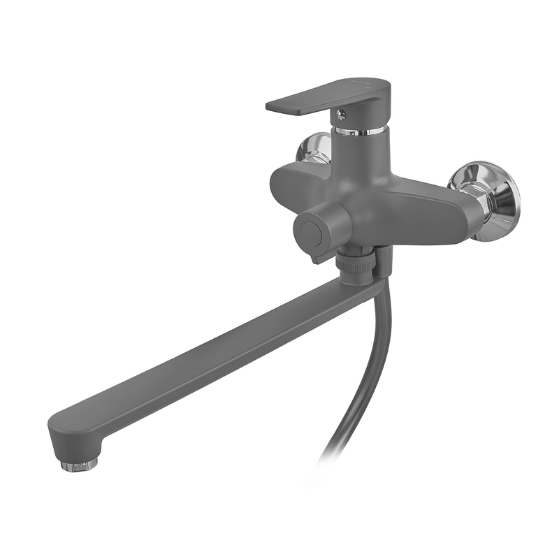Змішувач для ванни Plamix Oscar-006 Euro SET Graphite (з шлангом, лійкою та кронш.) (Колір графіт) (PM6098)